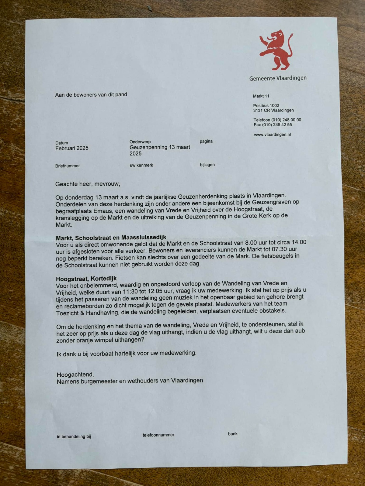 Brief gemeente