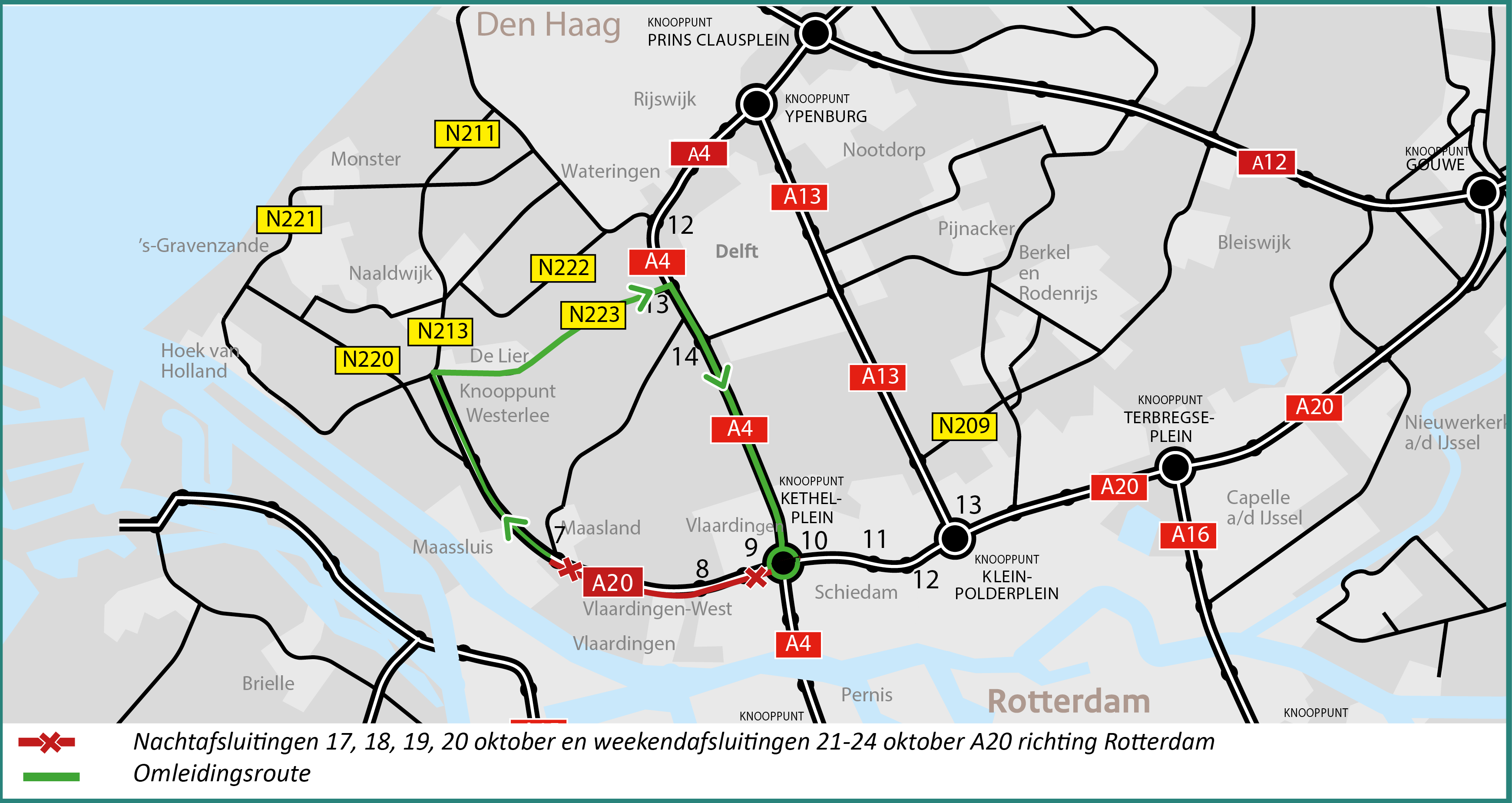 A20 ri Rdam afsluitingen 17 24 oktober