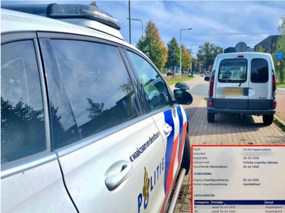 Vlaardinger rijdt bijna 30 jaar zonder rijbewijs, wordt gepakt en gaat meteen weer achter het stuur zitten