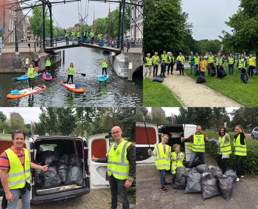 Rotaryclubs uit de regio verwijderen plastic afval in Schiedam en Vlaardingen