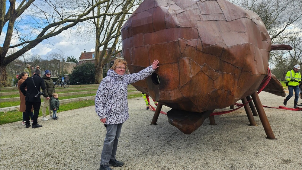 Yvon Koopman bij de walvis in februari 2025