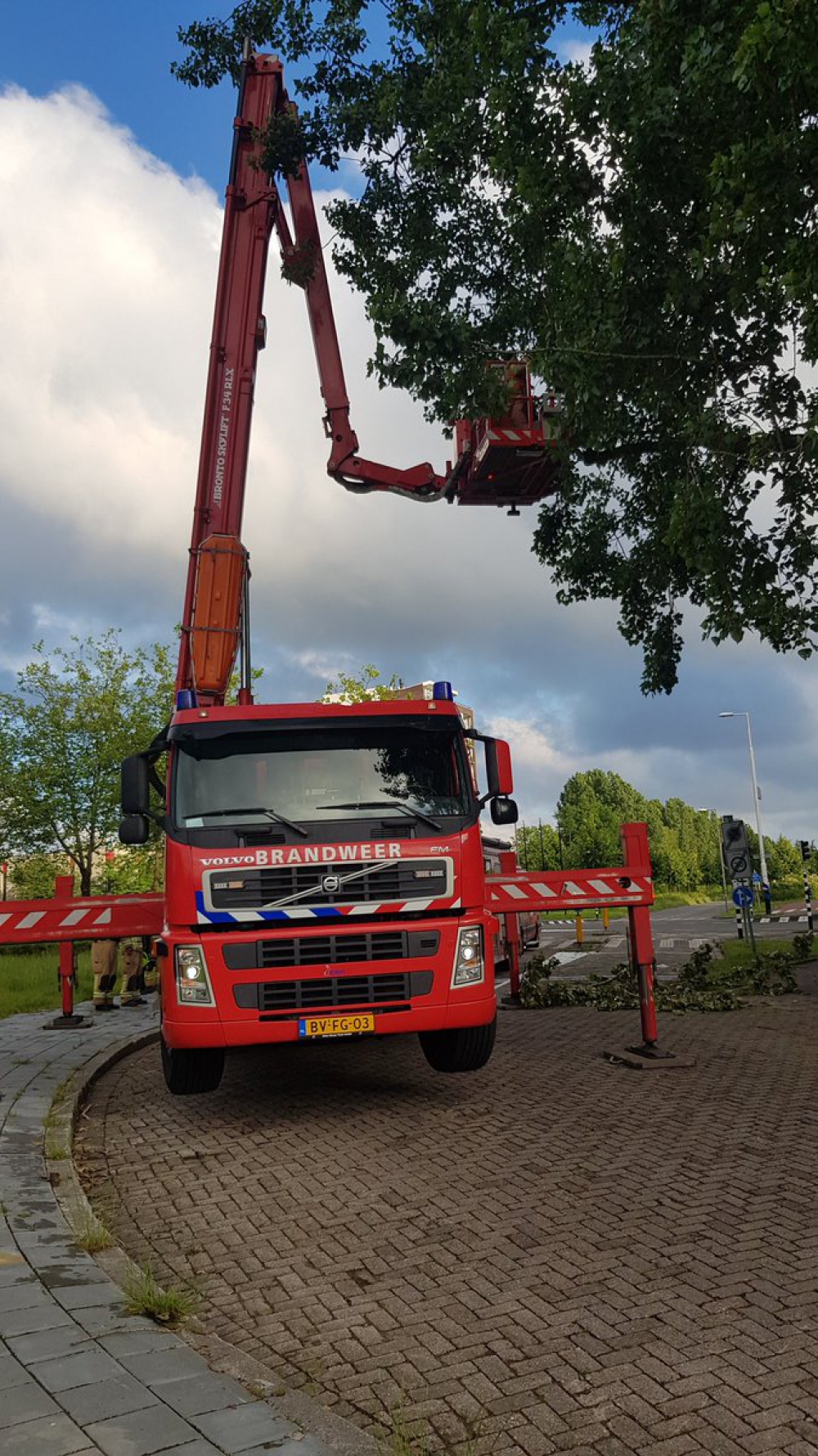 Brandweer in actie voor 'gevaarlijk hangende tak'