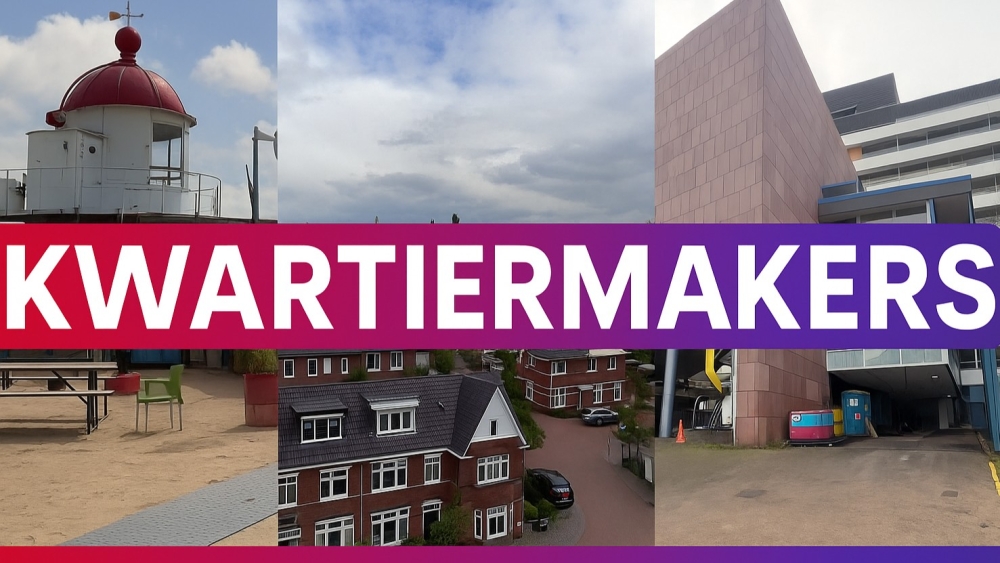 De kwartiermakers initiatieven van Vlaardingen, van links naar rechts: Het Stadsstrand, De Stadslandbouw bij het Hof en het Unilevergebouw