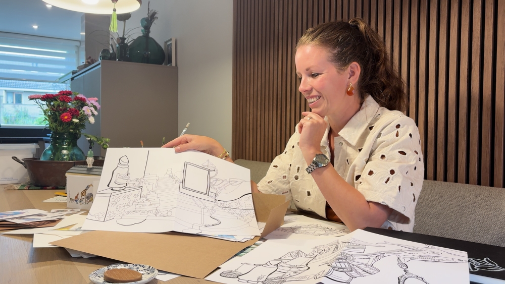Vlaardingse Esther maakt illustraties van haar stad, en komt nu met eigen kleurplaten