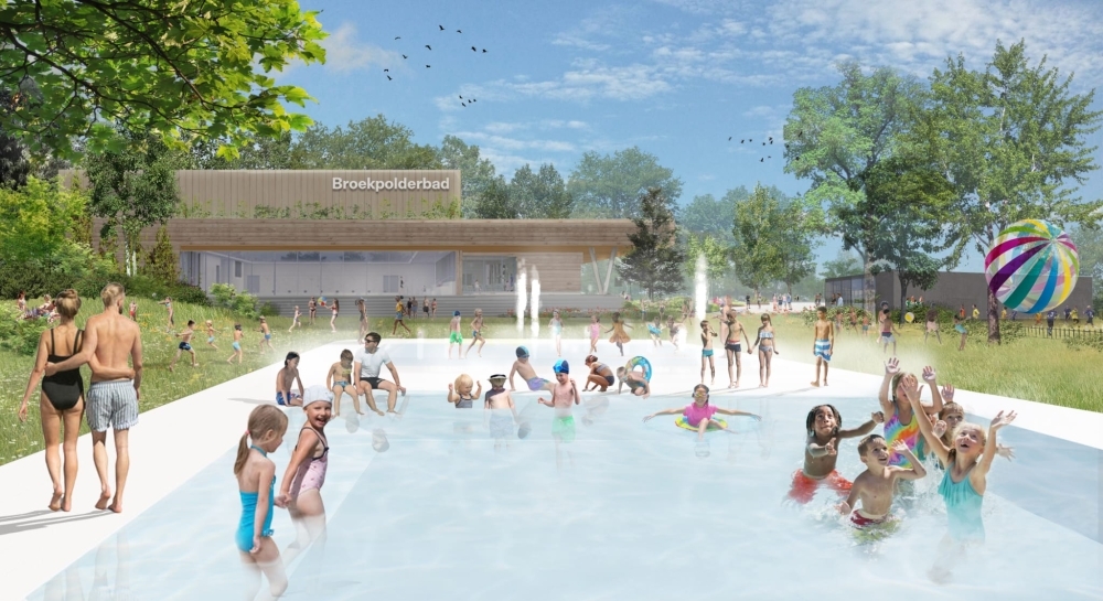 Impressie van het nieuwe zwembad in de Broekpolder
